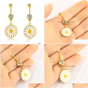 Nombril Bell Bouton Anneaux Fleur Dangle Or Ventre En Acier Inoxydable Courbé Barbell Helix Piercing Kit Anneau Corps Bijoux Drop Delivery Dhnoo