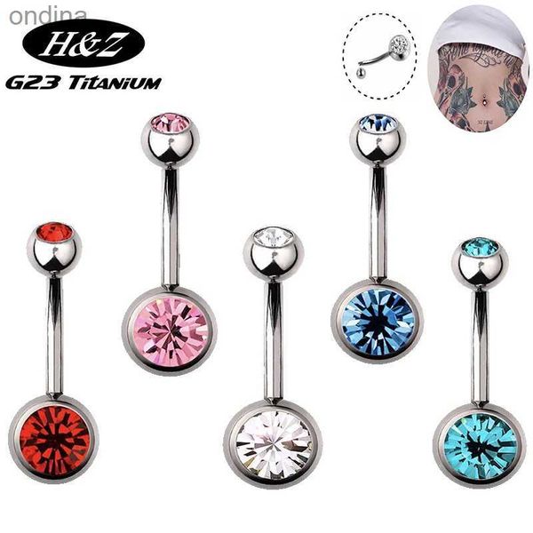 Bouton de cloche de nombril G23 Titanium Boully Butly Piercing 14g CZ Anneaux de nombril Curved Barn