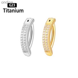 Anillos de botón de campana para ombligo G23 Piercing de titanio 14G Anillos de ombligo de circonita cúbica de doble hilera Ombligo curvado inverso Longitud de barra de 10 mm Pendientes de joyería para el cuerpo con barra YQ240125