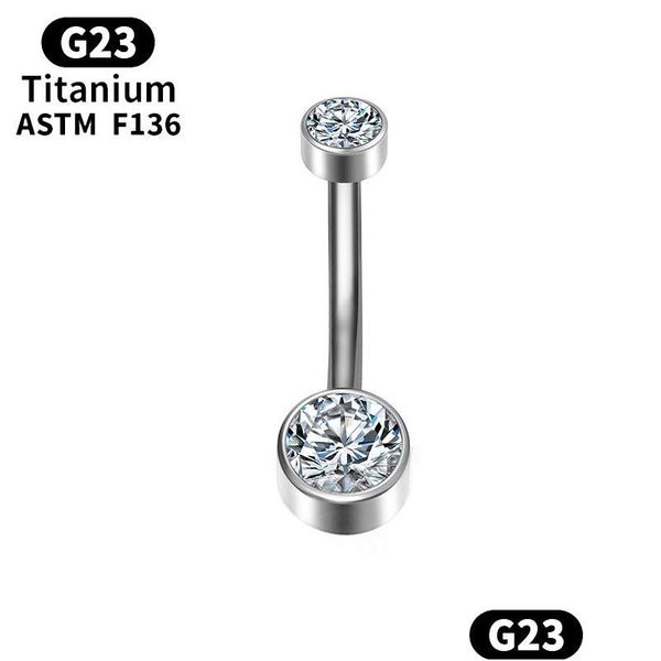 Anillos de botón de campana del ombligo G23 Titanio Piercing Cartílago Clicker Helix Zircon Septum Bisagra del vientre Anillo de segmento Y Joyería del cuerpo Labret Wom Otz1H