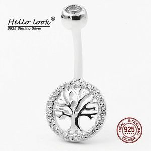 Nombril Bell Button Anneaux HelloLook 925 Sterling Silver ing Tree Belly Button Ring Lucky Piercings pour les femmes Body Piercing Bijoux 230729