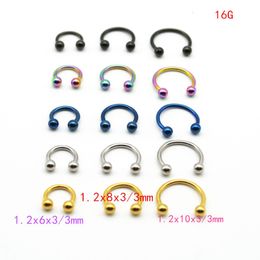 Anillos de botón de campana de ombligo Herradura 316L Acero Fosa nasal Perno de nariz Circular Piercing Bola Cuerpo Joyería CBR Pendiente 16G 6MM 8MM 10MM 50pcslot 230628