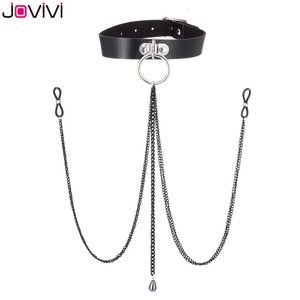 Nombril Cloche Bouton Anneaux Jovivi 1x Cuir Noose Faux Anneaux De Mamelon Tour De Cou En Silicone Non Piercing Chaîne De Mamelon Réglable Sexy Corps Piercing Bijoux Noir 230130