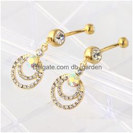 Navel Bell Button Rings Junlowpy Gold Crystal Belly Wholeales 3050 PCS Set Piercing Body Jewelry Factory Prijs Drop Lever Dhgarden Dhoan