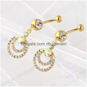 Navel Bell Button Rings Junlowpy Gold Crystal Belly Wholeales 3050 PCS Set Piercing Body Jewelry Factory Prijs Drop Lever Dhgarden Dhoan