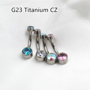 Ombligo Bell Button Anillos Lot10PCS Body Jewelry-G23 CZ Nice Smart Navel Belly Button Body Piercing 14Gx10x4 / 6mm Navel Curve Barbells Belly Rings 230703