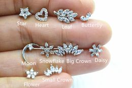 Nombril Cloche Bouton Anneaux Lot50pcs Corps Bijoux HeartDaisyFlower CZ Boucles D'oreilles Boucle D'oreille Helix Bar Boucle D'oreille Supérieure Piercing Tragus Diath 16g 230628