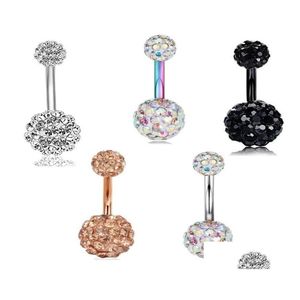 Navel Bell -knop Ringen Navel Bell -knop Ringen 14G Dames roestvrij staal CZ Sexy Belly Bar Barbell Piercing Ring Tragus Body Jewelr DHQPH