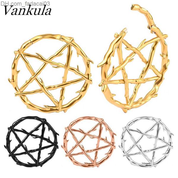 Anillos de botón de campana de ombligo Anillos de botón de campana de ombligo Vankula 2PC Moda Pentagrama Corona Tapones de acero inoxidable Medidores de peso de oreja Túneles Piercing Z230630