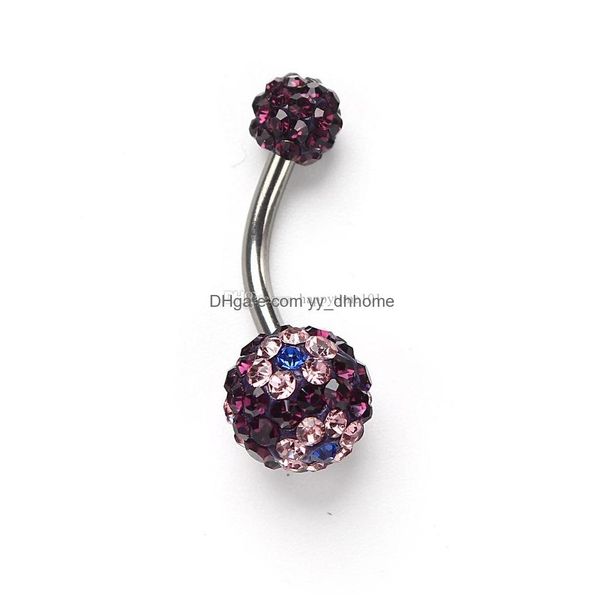 Ombligo Campana Anillos Ombligo Piercing Joyería del cuerpo Moda Anillos del vientre Acero inoxidable Cristal Rhinestone Para la venta Entrega de la gota Dht0G