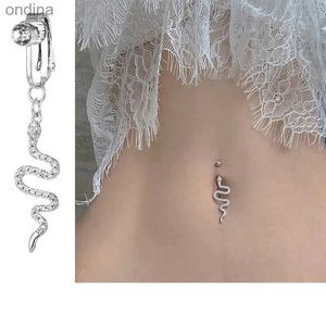 Navel Bell Button Rings Nieuwe Snake Fake Belly Ring Butterfly Fake Belly Piercing Butterfly Clip op Navelstreng Navel Fake Pircing Kraakbeen Oorbel Clip YQ240125