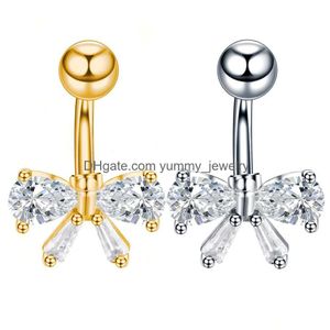 Bouton de cloche de nombril anneaux nouveaux piercings en acier inoxydable zircon perçage de bijoux de bijoux drop livraison dhiy1