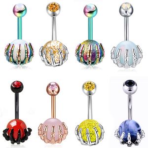 Nombril cloche bouton anneaux Piercing pour femmes crâne doigt boule acier chirurgical été plage mode bijoux de corps