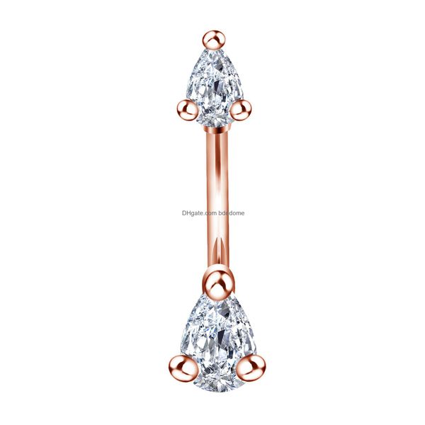 Nombril Cloche Bouton Anneaux Piercing Pour Les Femmes Zircon Sier Or Rose Couleur Géométrique En Acier Chirurgical D'été Plage De Mode Corps Bijoux Dhrn8