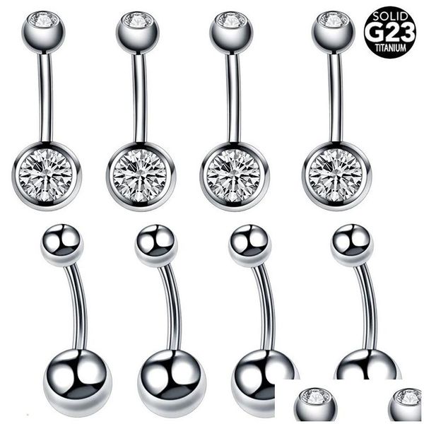 Nombril Cloche Bouton Anneaux Piercing Pour Femmes Ball Bar Zircon Cristal Rond En Acier Chirurgical D'été Plage De Mode Corps Bijoux Drop Deli Dhc9G