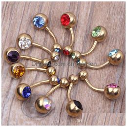 Navel Bell -knop Ringen Ring B12 Mix 10 kleuren 50 stcs/lot 14g bananen body piercing dubbele edelsten