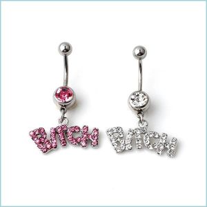 Navel Bell -knop Ringen Sier/Pink Sexy Crystal Body Piercing Chirurgische knop Belly Ring Sieraden Navel Bar 202 Q2 Drop D Dhseller2010 Dhnsm