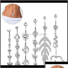 Navel Bell -knop Rings Sier Rose Gold 6pcs Belly Dangle Body Piercing sieraden Accessoires Charmant Y Bar 7CW9X Drop Delivery Dhs7o