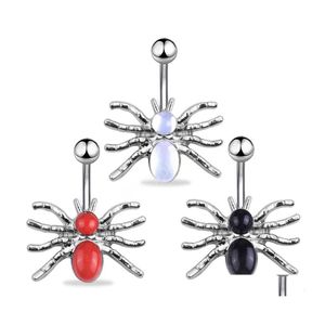 Ombligo Campana Anillos Forma de araña Piercing Anillo del vientre Acero quirúrgico Ombligo Stud Bar Barbell Para mujer Joyería corporal sexy Drop D Dhieo