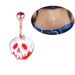 Anillos de botón de campana de ombligo Barra de acero inoxidable Aceite de goteo Cabeza de calabaza Skl Cuelga Anillos de botón de ombligo de oro rosa Piercing para el cuerpo Je Ottvk