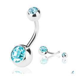 Navel Bell -knop Rings roestvrijstalen buikkristal Rhinestone Body Piercing Bars Jowery for Womens Bikini Fashion Jewelry Drop del Dhaoc