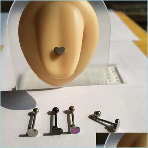 Anillos de botón de campana de ombligo Barra de pezón de lengua de acero inoxidable Piercing Industrial Barbell Pendiente Tragus Helix Ear Body Jewelry 2759 T2 Dhbdw