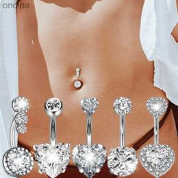 Nombril Bell Button Rings Acier chirurgical Cristal Zircon Fleur Coeur Dollar Lettre Oeil Pendentif Nombril Piercing Anneau Nombril Anneau Bijoux De Corps YQ240125