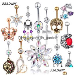 Anillos de botón de campana del ombligo Acero quirúrgico Montones de piercing Nombril Tragus Pendiente Joyería del cuerpo Moda Cuelga Anillo del vientre 20 piezas Dhgarden DHJ4D