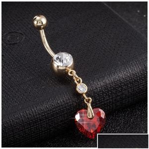 Nombril Bell Bouton Anneaux Saint Valentin Cadeau 18K Or Jaune Plaqué CZ Bague Ventre Corps Bijoux Nickel Piercing Accessoires Drop Deli De Dhzkg