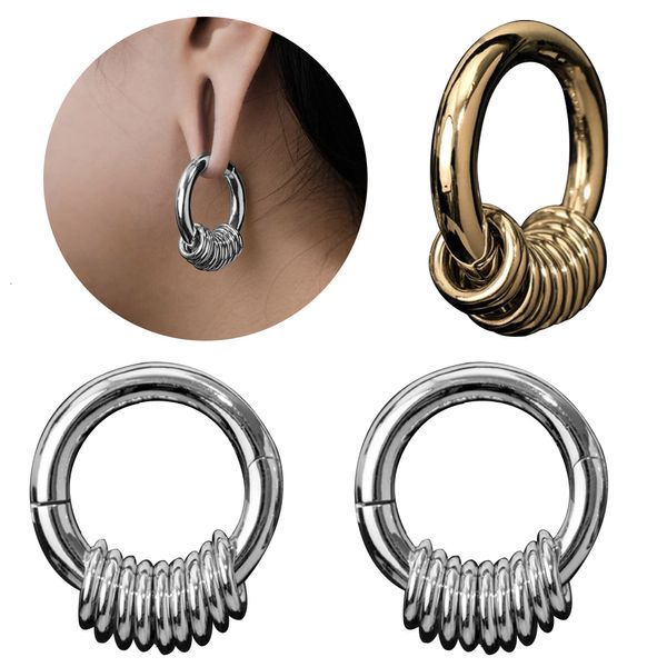 Anillos de botón de campana de ombligo Vanku 2 unids Anillo redondo Pesos de suspensión de oreja para tapones de lóbulo de oreja estirados Piercing Medidores de acero inoxidable Joyería 230905