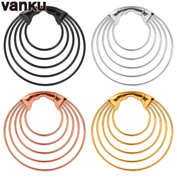 Nombril Cloche Bouton Anneaux Vanku 2 pcs Inoxydable Vis Oreille Flesh Tunnels Grand Cerceau Boucle D'oreille Bouchons Expander Dangle Jauges Brancards Piercing Corps Bijoux 230703