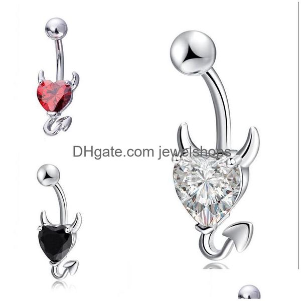 Nombril Cloche Bouton Anneaux En Gros 3 Couleurs Petite Forme Maléfique Sier 316L En Acier Inoxydable Bijoux Barres Anneau De Ventre Corps Piercing 124 D Dhuzv