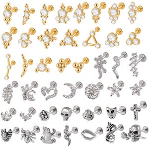 Navel Bell Button Ringen Groothandel Staal Goud Plating Labret Crystal CZ Helix Tragus Kraakbeen Oorstekers Punk Interne Draad Piercing Sieraden 230731