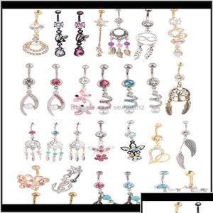 Navel Bell -knop Ringen Groothandel 20 stks Mix Style Belly Body Piercing Dange Ring Beach Sieraden Cluic Drop Delivery DHVSA