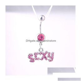 Nombril bouton de bouton anneaux y lettre wasit dance nombril cristal bijoux bijoux en acier inoxydable ramiage piercing peloton pour femmes dr drop d dhlja