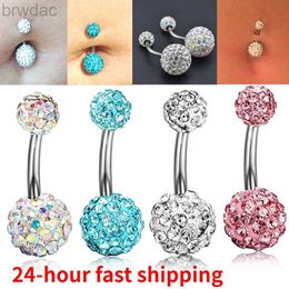 Navelringen 1/4PC 316L Chirurgisch staal Assorteerde kleuren Navelring Dubbele epoxy Kristallen Ballen Belly Button Ring Navel Piercing Body Jewelry D240509