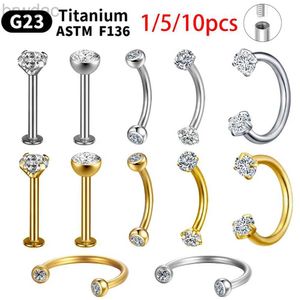 Anneaux de nombril 1/5 / 10pcs G23 Titanium Piercings Labret Stud lèvre 16G SEEBROW C Rod Body Bijoux ASTM-F136 Cartilage Zircon Broupe d'oreille en gros D240509