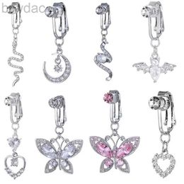 Anillos de ombligo 1 PC Sexy Fake Belly Ring Butterfly Clip de serpiente de vientre falso en el umbilical Navel Bat Pircing falso Cartílago Clip D240509