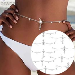 Navel Rings 1PCS Stainless Steel Crystal Chain Belly Button Ring 14G Women Sexy Chain Navel Piercing Jewelry Waist Chain Piercing Belly Ring d240509