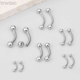 Anneaux de nombril 2pc en acier inoxydable Piercing Piercing Externes à haltères incurvés externes Banane Banane Piercing Corps Bijoux 18G-12G D240509