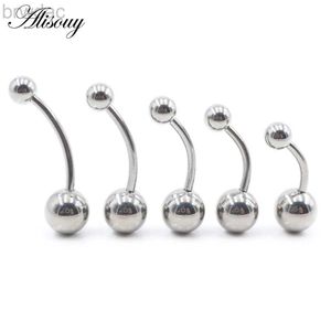 Navel ringen alisouy 1 st 8-16 mm lengte G23 titanium stalen bal barbell sexy ball buikring navel piercing vrouwen mannen knop ring body sieraden d240509