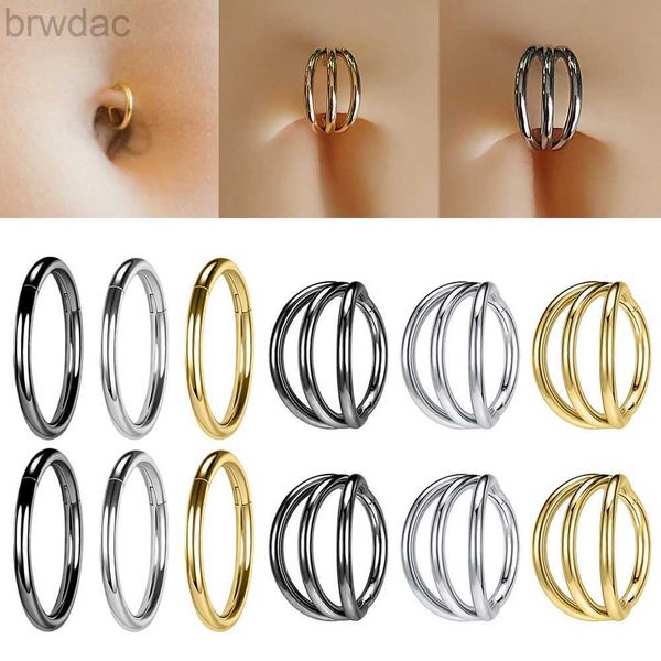 Anneaux de nombril AOEDEJ 1PC 14G DESIGNIQUES Simple Boully Bouton Ring Gold Couleur nombril Piercing en acier inoxydable Navel Rings Body Piercing D240509