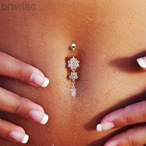 Navel ringen nieuwe mode sexy piercing navel body sieraden bloem hanger kristal navel ringen voor vrouwen meisjes #77463 d240509