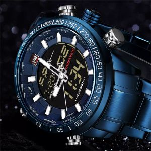 NAVIFORCE 9093 Reloj deportivo cronógrafo de lujo para hombre, resistente al agua, con retroiluminación, relojes de pulsera digitales, cronómetro