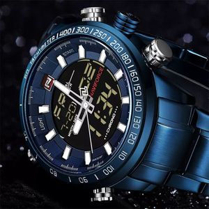 NAVIFORCE 9093 Luxe heren Chrono Sport Horloge Merk Waterdicht EL BackLight Digitale horloges Stopwatch Clock236n