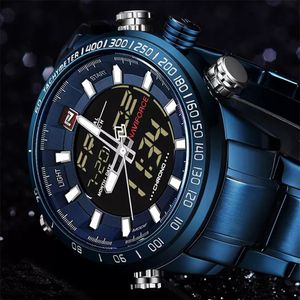NAVIFORCE 9093 Luxe heren Chrono Sport Horloge Merk Waterdicht EL BackLight Digitale horloges Stopwatch Clock239q