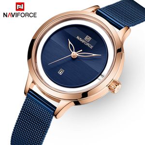 Marca NAVIFORCE, relojes de lujo para mujer, reloj de cuarzo a la moda, reloj de pulsera sencillo resistente al agua para mujer, regalo para niña, reloj femenino 3062