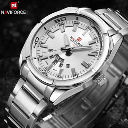 Naviforce Merk Mannen Horloges Luxe Sport Quartz 30 M Waterdichte Horloges Heren Roestvrijstalen Auto Date Horloges Relojes 9038 Y19051403