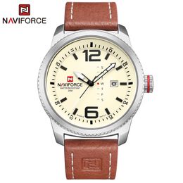 NAVIFORCE Merk Sport Waterdichte Militaire Horloges Mode Casual Vintage Quartz Horloge Leer Heren Luxe Comfortabel Horloge