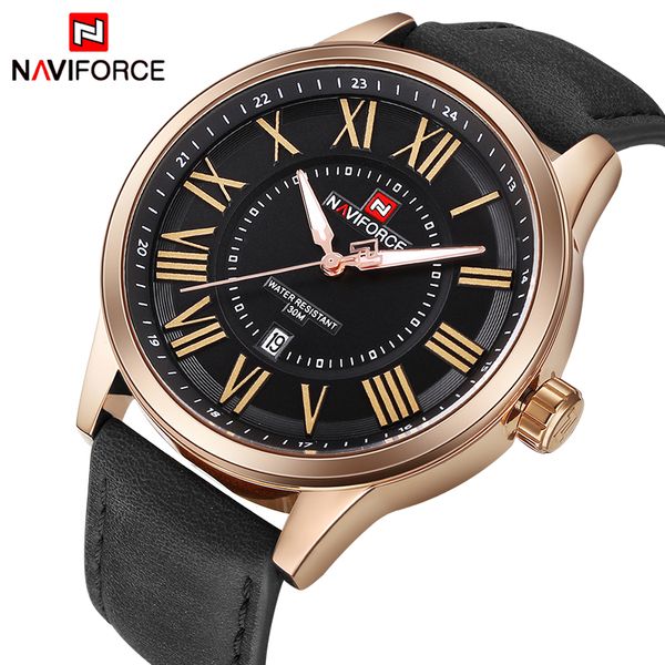 Naviforce Marque Montres Hommes Mode Analog Quartz Horloge Homme Sport Sport Montre Imperméable Gold Bracelet Relogio Masculino